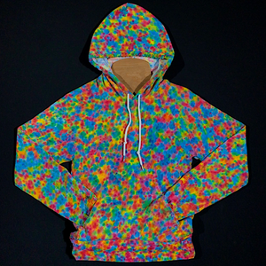 Size XS Rainbow Pebbles Splatter Pattern Pullover Hoodie