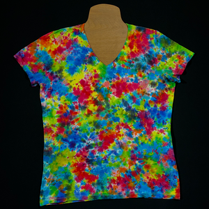 Women's XL Splatter Pattern V-Neck Tie Dye Shirt