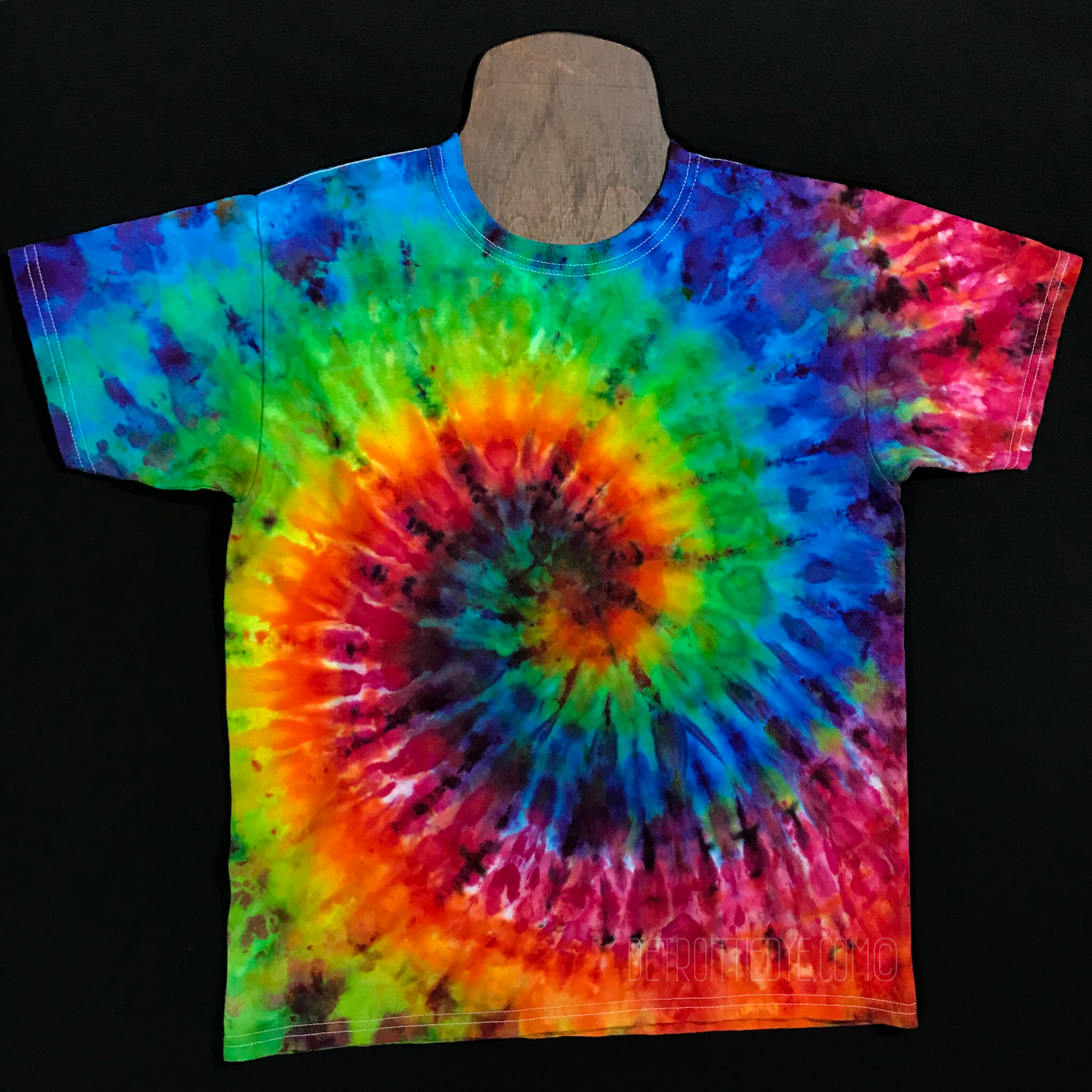 Youth Large Rainbow Spiral Ice Dye T-Shirt