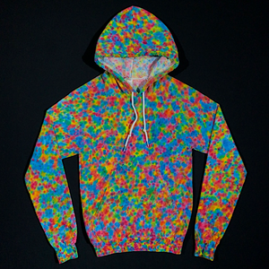 Size XS Rainbow Pebbles Splatter Pattern Pullover Hoodie