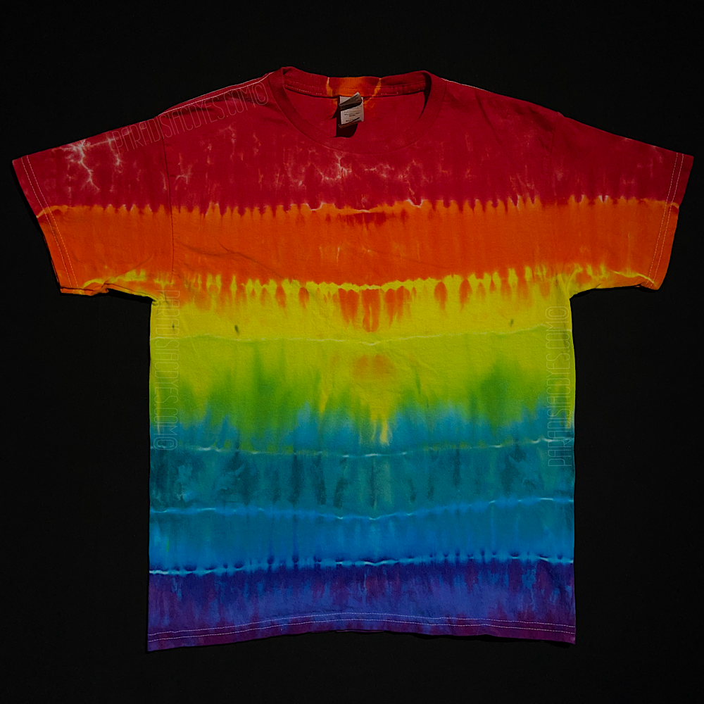 Youth Large Striped Rainbow Tie Dye T-Shirt