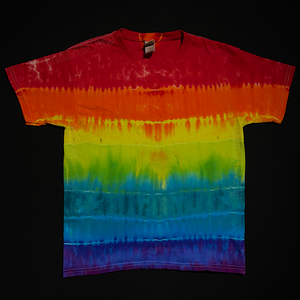 Youth Large Striped Rainbow Tie Dye T-Shirt *DEFECT - DARK STAIN*