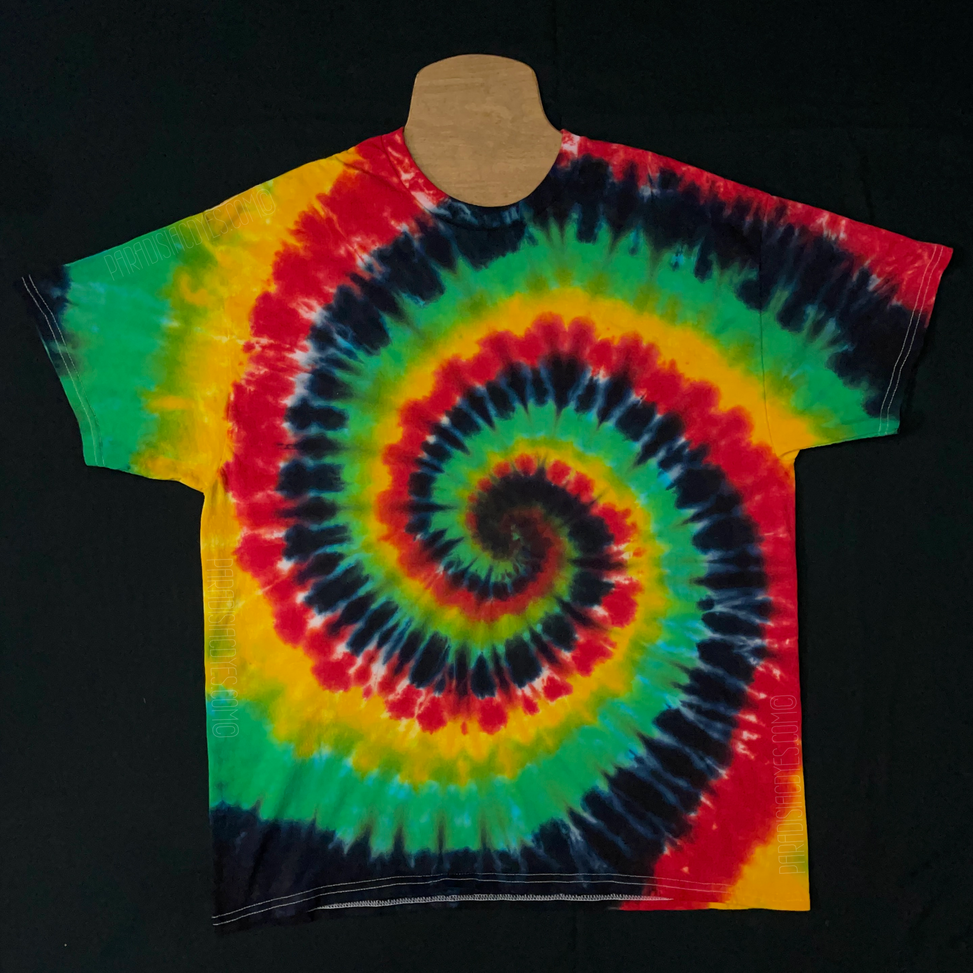 Paradisiac Psychedelic Handmade Goods Rasta Spiral Tie Dye T-Shirt | Paradisiac Psychedelic Goods Adult Small