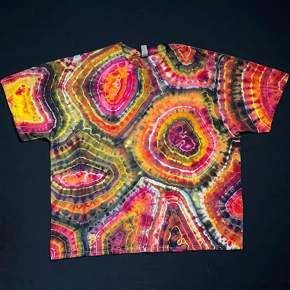 Pink, Yellow & Black Geode Tie Dye Shirt - Paradisiac Psychedelic