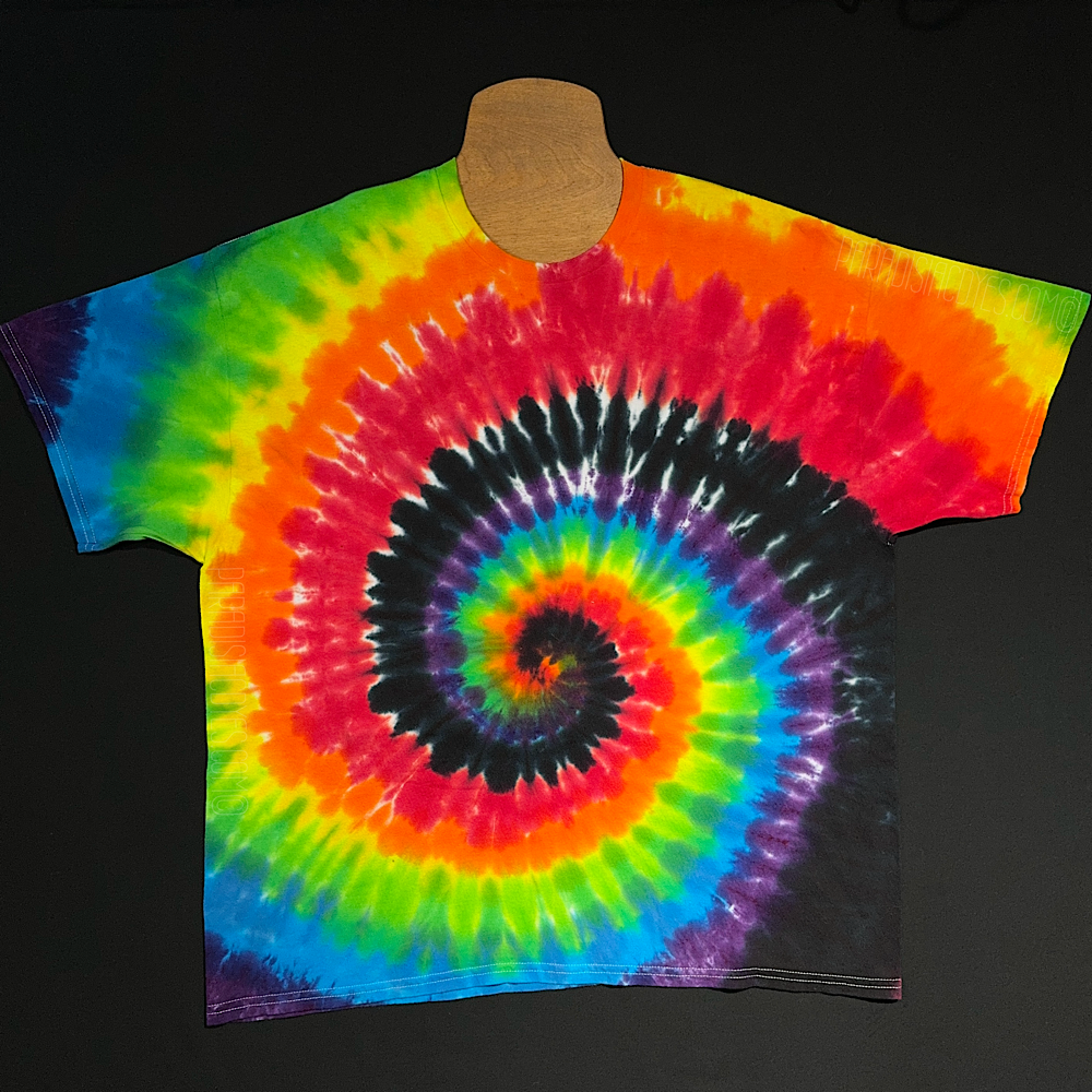 Black Rainbow Spiral Tie Dye T-Shirt