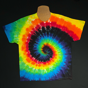 Black Rainbow Spiral Tie Dye T-Shirt