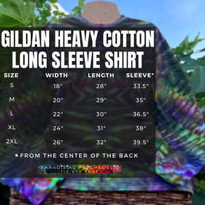 Gildan Heavy Cotton Long Sleeve Shirt Measurements for all available adult sizes