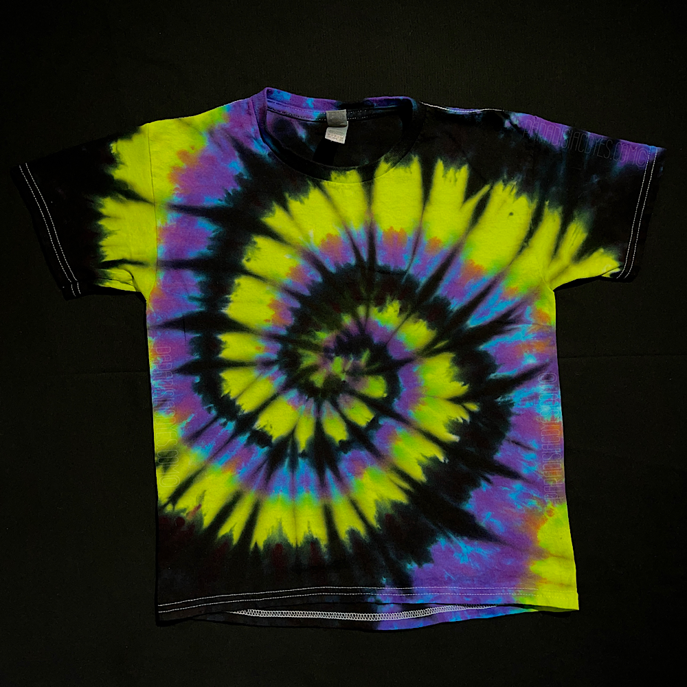 Tie Dye Spiral in Green and Orange - Short Sleeve Shirt - Mens 2XL