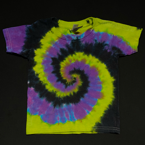 Kid's Black, Green & Purple Spiral Tie Dye Tee | Toddler & Youth