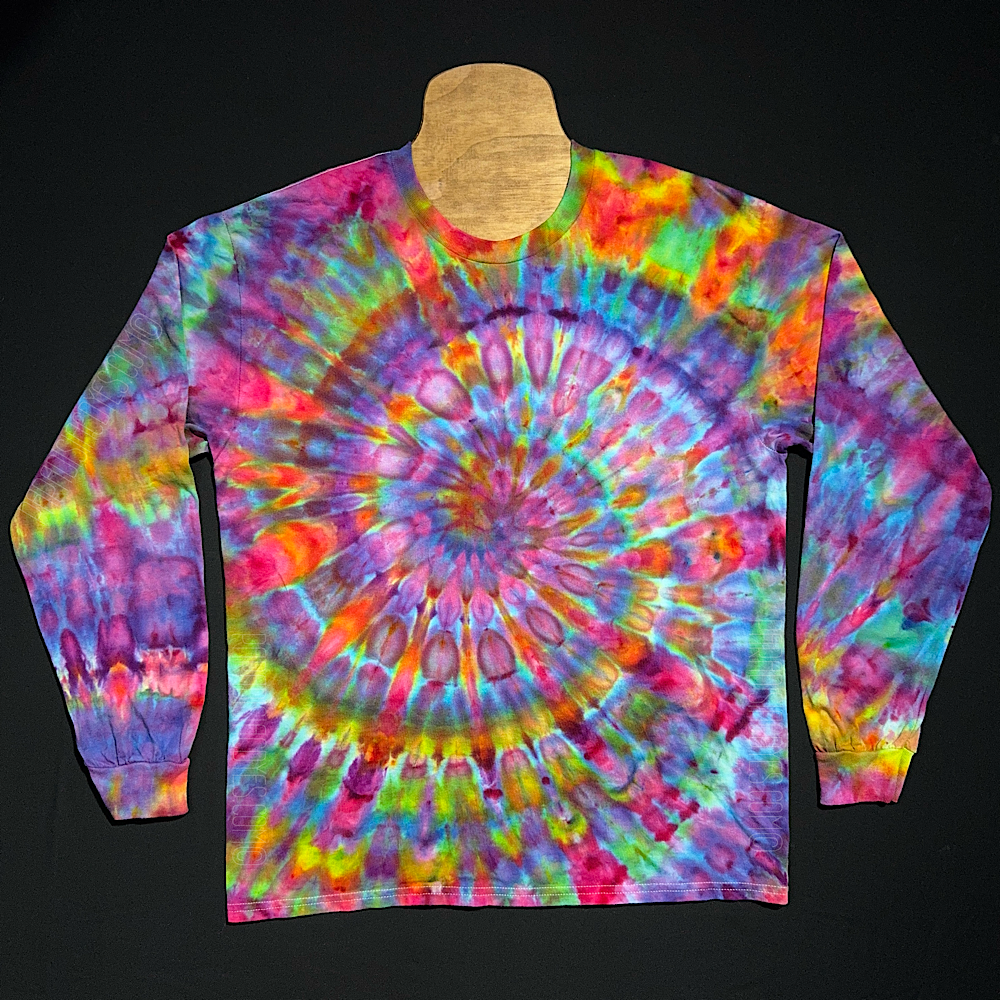 Confetti Rainbow Spiral Long Sleeve Ice Dye Shirt