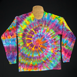 Confetti Rainbow Spiral Long Sleeve Ice Dye Shirt