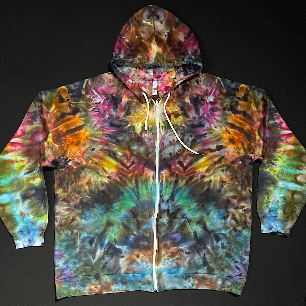 Size 2XL Psychedelic Mindscape Zip-Up Hoodie