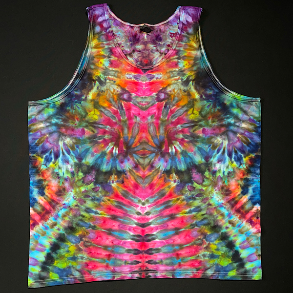 Men's 2XL Abstract Totem Tie Dye Tank Top - Paradisiac Psychedelic