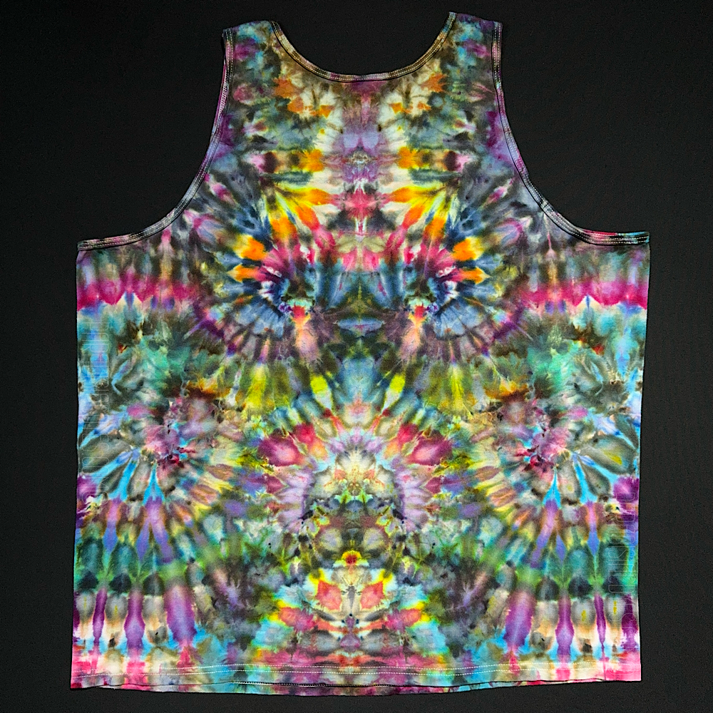 Size XL Abstract Totem Tie Dye Tank Top - Paradisiac Psychedelic