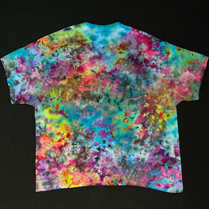 Size 3XL Blue-Rainbow Marbled Splatter T-Shirt