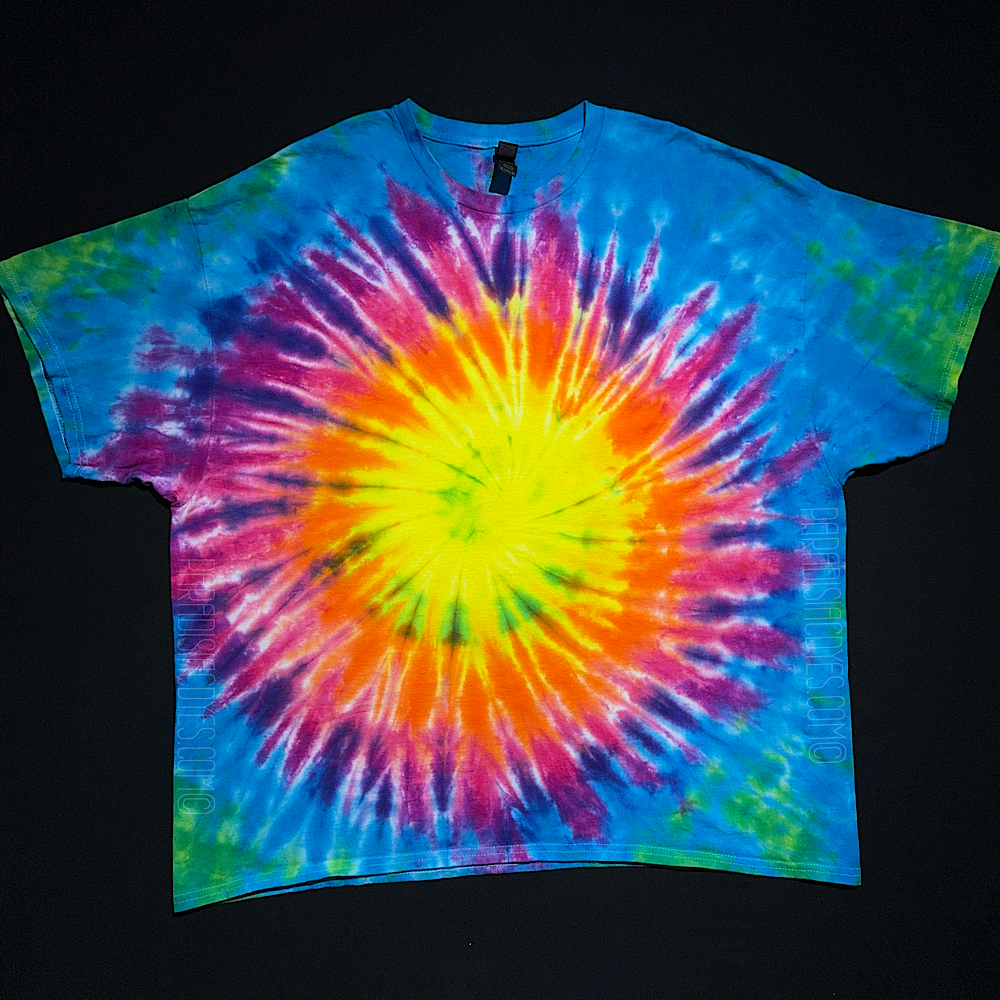Size 3XL Neon Rainbow Sunburst T-Shirt