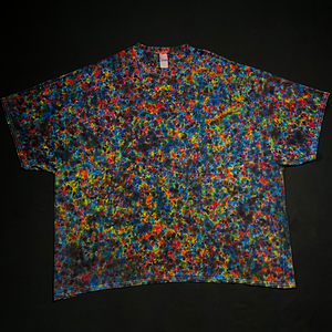 Size 5XL Blackened Rainbow Splatter Pattern Tie Dye T-Shirt *DEFECT*