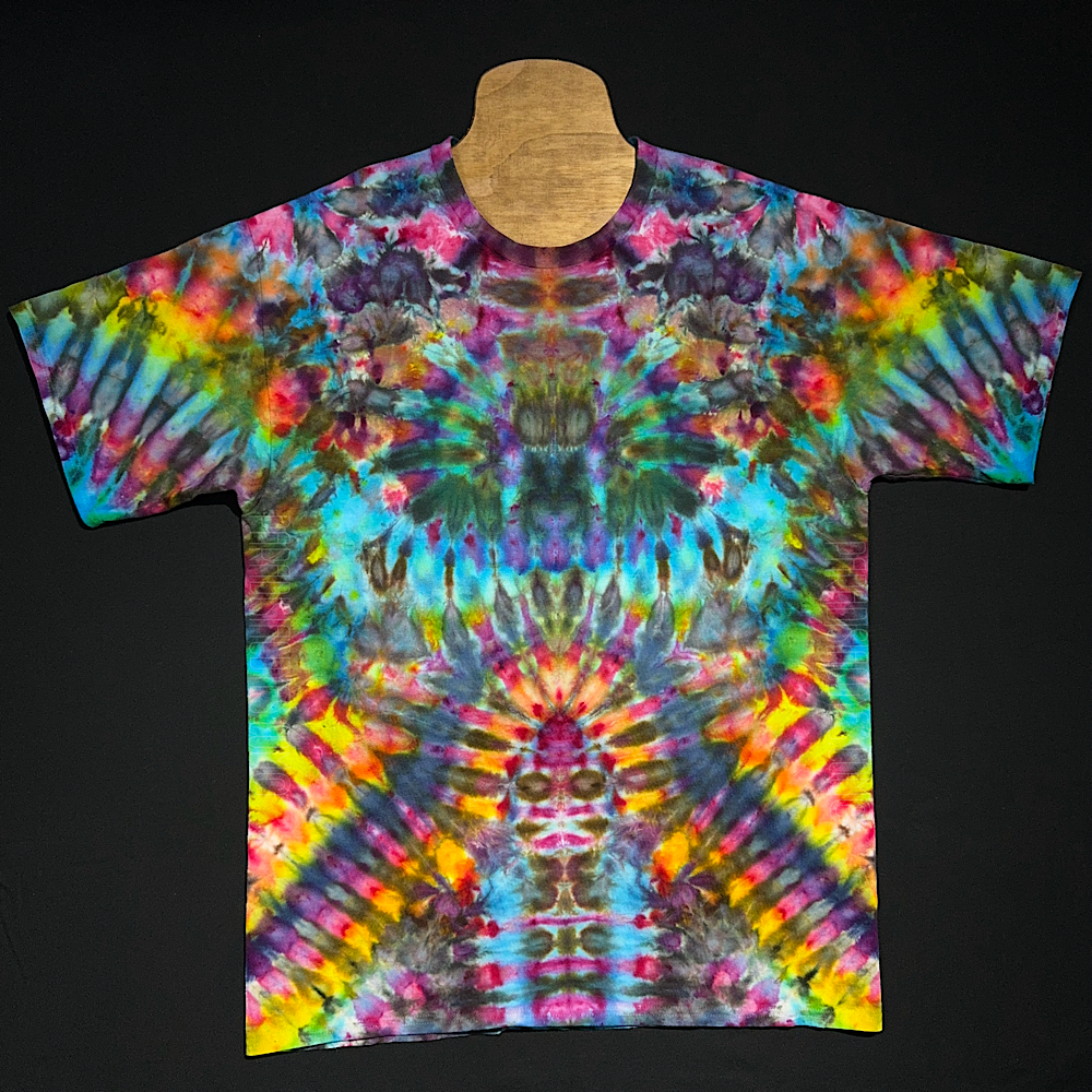 XL Abstract Rainbow Totem Tie Dye T-Shirt - Paradisiac Psychedelic