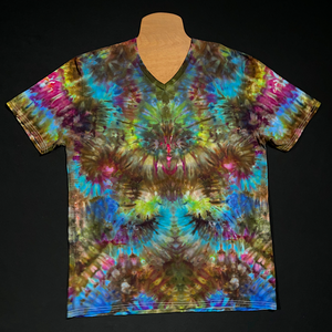 Size XL Multicolor Psychedelic Mindscape V-Neck T-Shirt