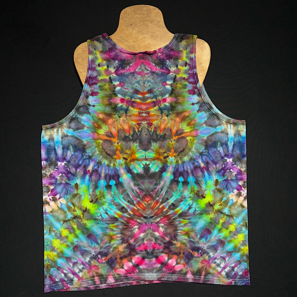 Size XL Abstract Totem Tie Dye Tank Top - Paradisiac Psychedelic