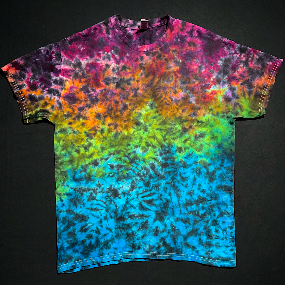 Size Large Blackened Rainbow Splatter T-Shirt