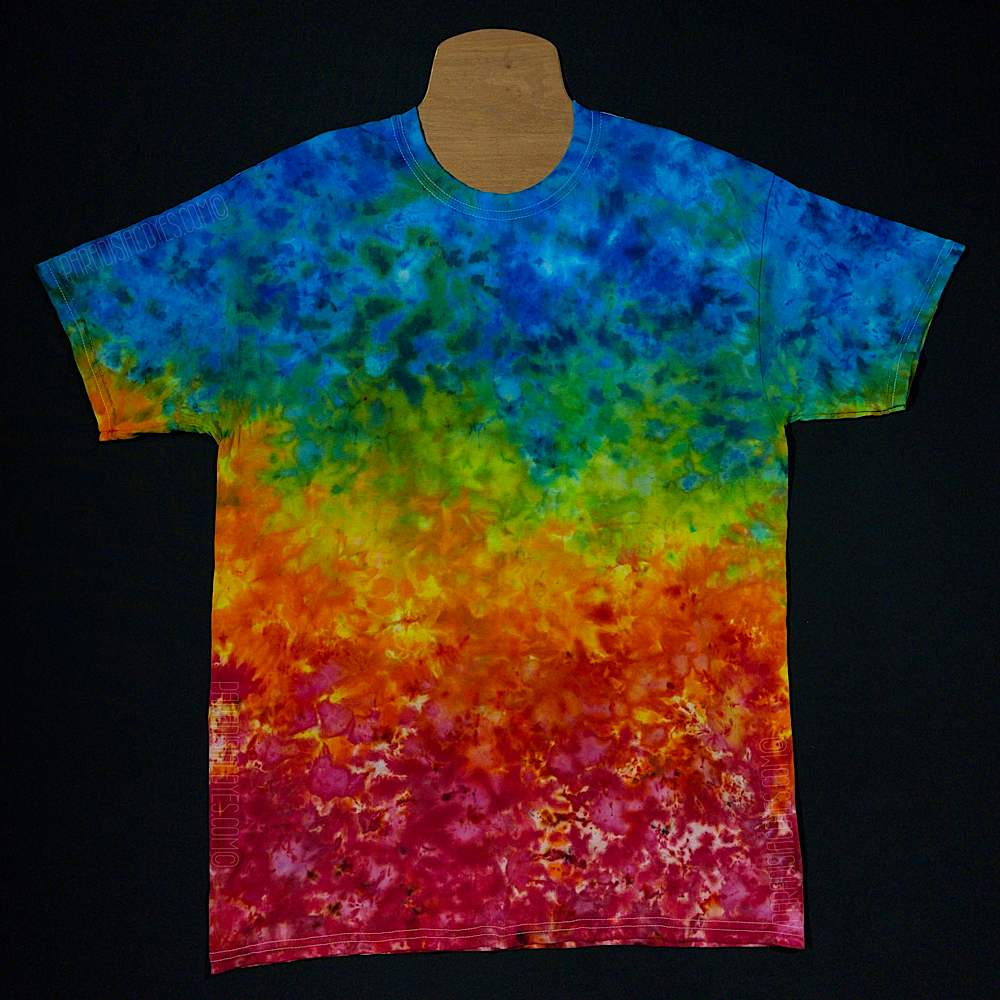 Size Large Reverse Rainbow Marbled Ice Dye T-Shirt