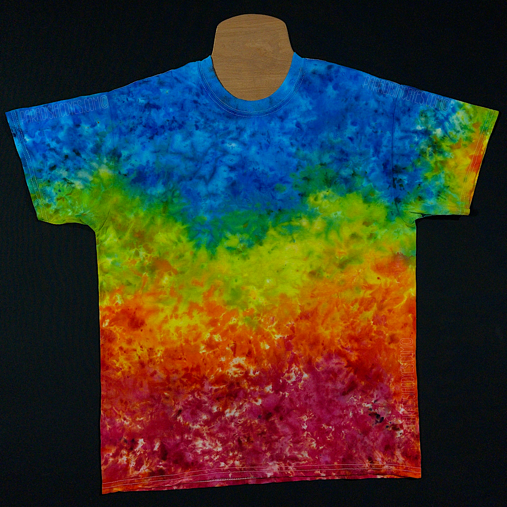 Size Large Reverse Rainbow Marbled Ice Dye T-Shirt
