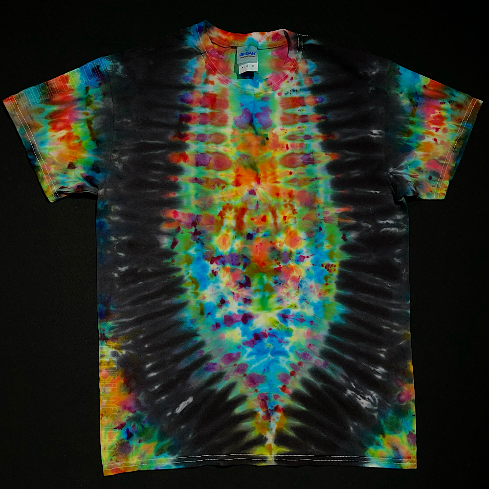 Size Medium Black Rainbow Psychedelic Symmetry T-Shirt