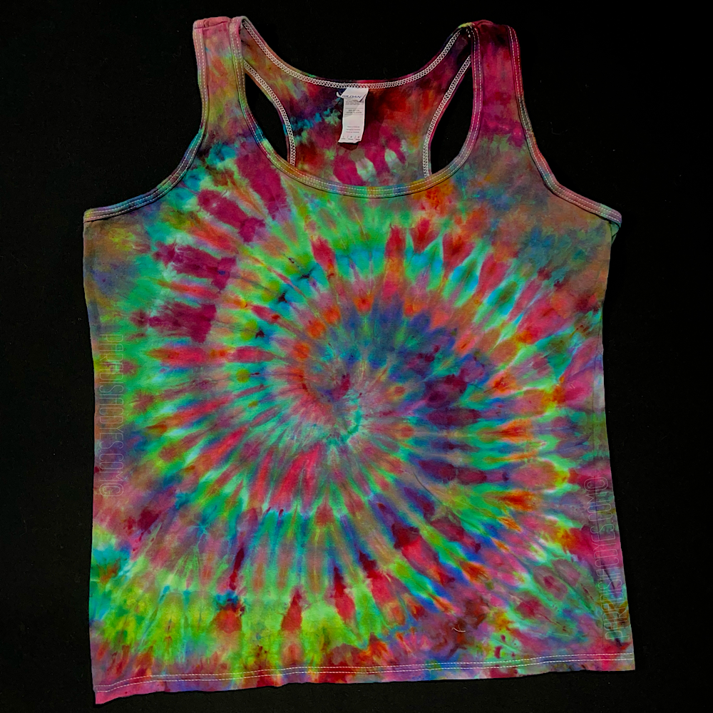 Women's Large Retro Neon Spiral Tank Top
