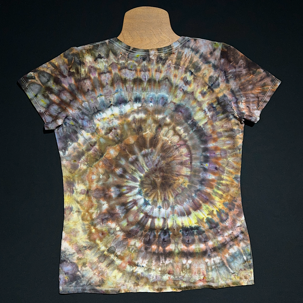 Women's XL Earthy Pebbles Ice Dye Spiral V-Neck