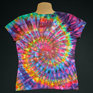 Women's XL Rainbow Confetti Spiral V-Neck