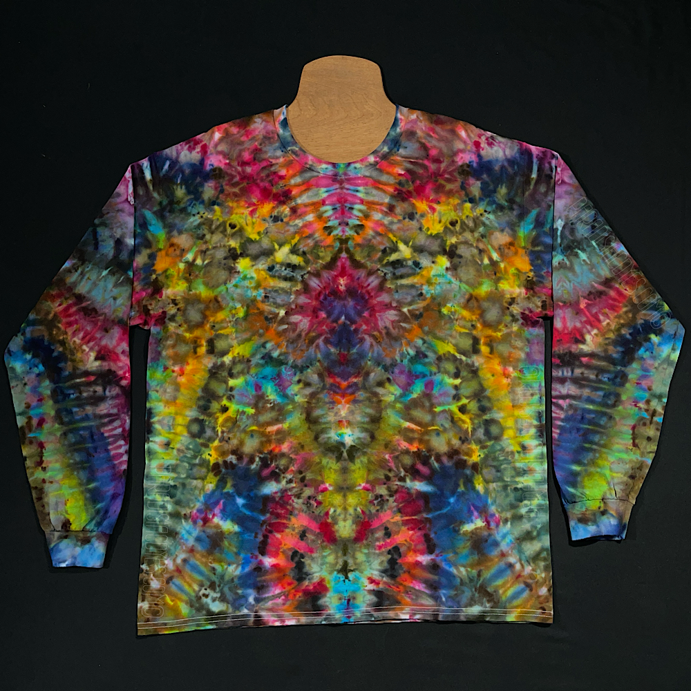 Size XL Rainbow Psychedelic Mindscape Long Sleeve Ice Dye Shirt