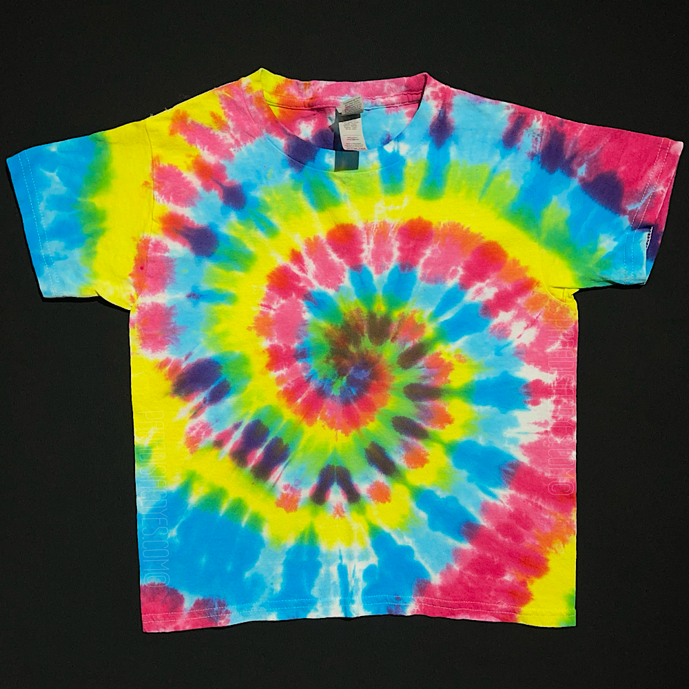 Youth XS Neon Rainbow Spiral T-Shirt