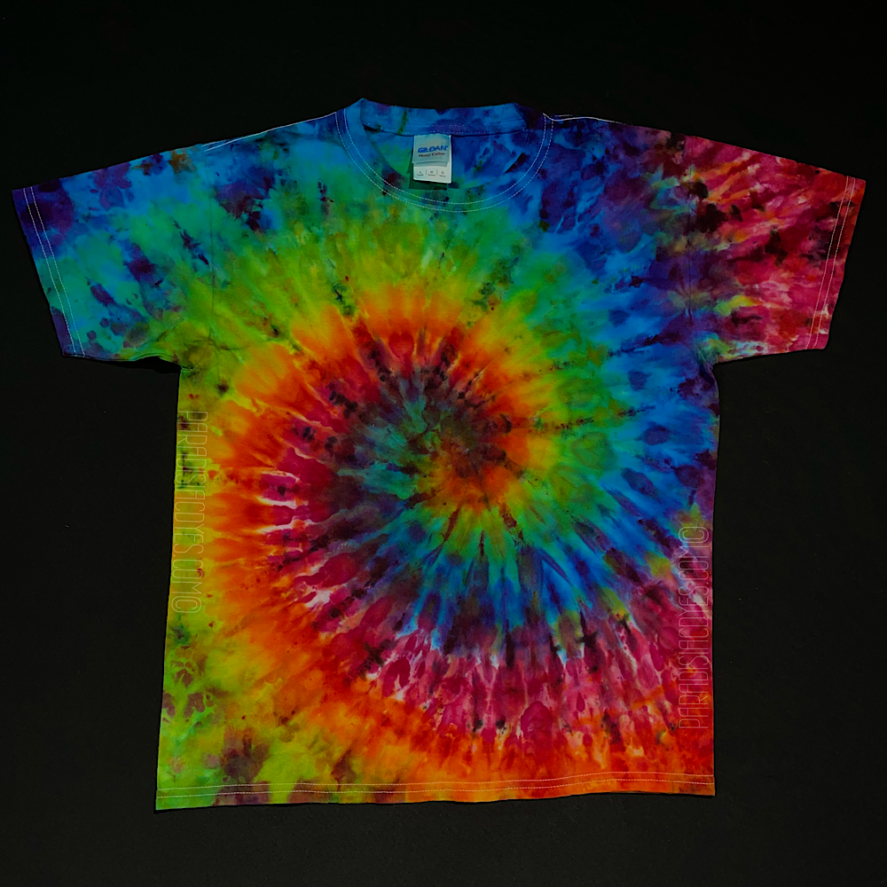 Youth Large Rainbow Ice Dye Spiral T-Shirt
