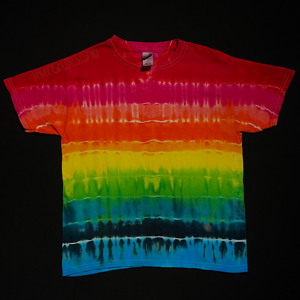 Youth Medium Striped Rainbow Tie Dye T-Shirt