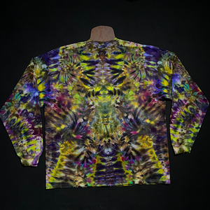 The back side of the second Psychedelic Mindscape Halloween themed long sleeve ice tie dyed shirt design