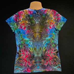 Ladies' Large Psychedelic Mindscape V-Neck Ice Dye T-Shirt