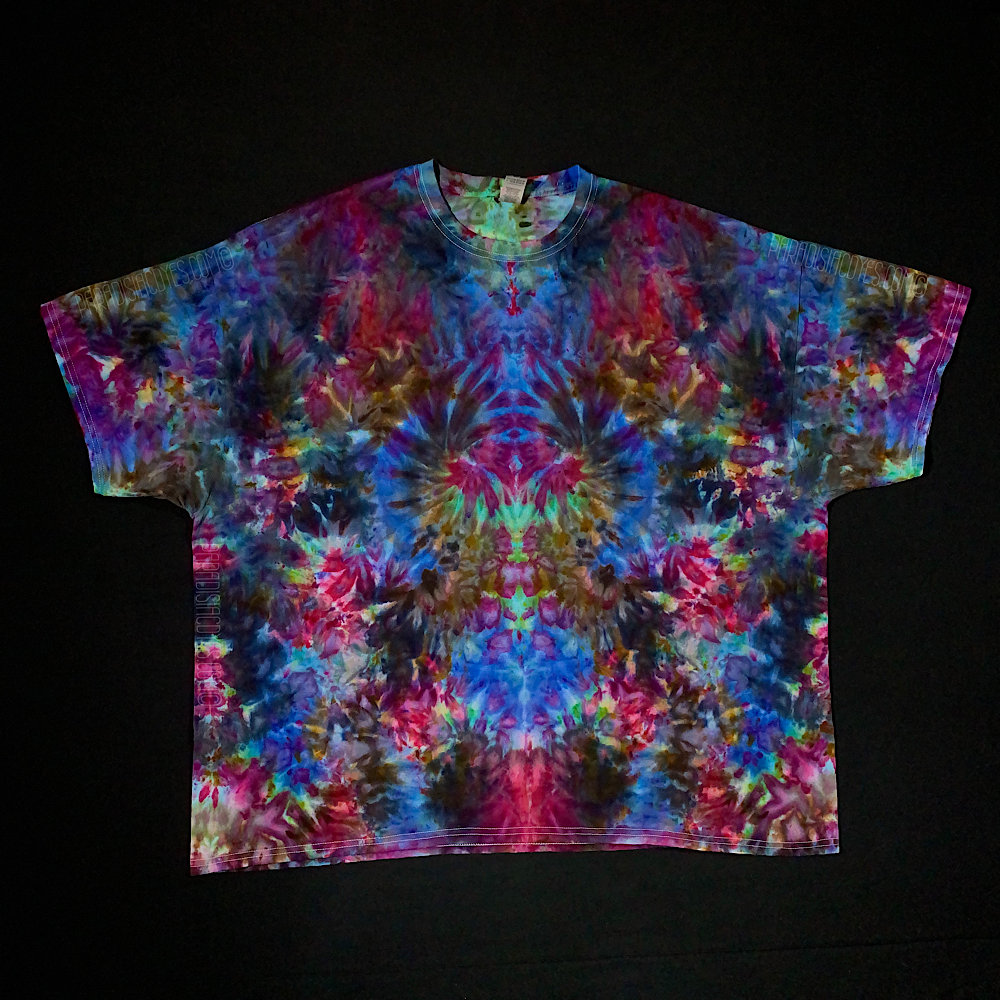 Size 4XL Psychedelic Floralscape Ice Dye T-Shirt