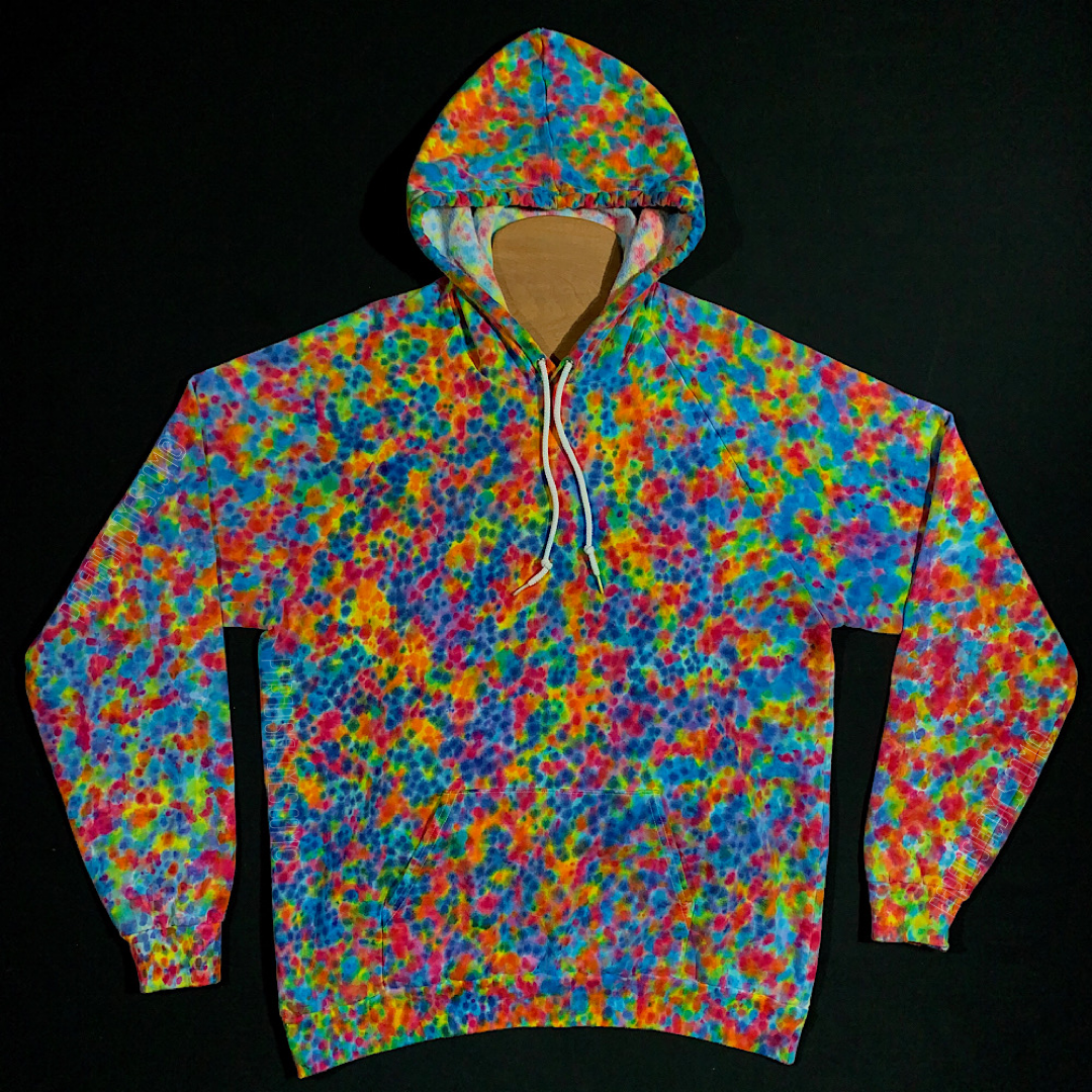 Size XL Pebbles Splatter Pattern Tie Dye Pullover Hoodie