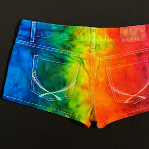 Women’s Size 4 PINK Marbled Rainbow Distressed Denim Shorts