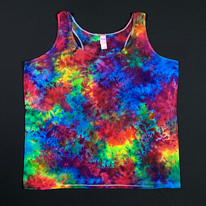 Women’s Size 2XL Marbled Rainbow Ice Dye Racerback Tank Top