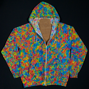 Size XL Rainbow Splatter Pattern Zip Up Hoodie Paradisiac Psychedelic Tie Dye Shop