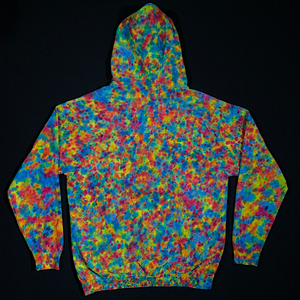 Size XL Rainbow Splatter Pattern Zip-Up Hoodie