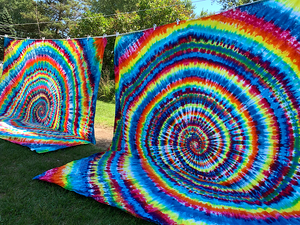 Rainbow Spiral Tie Dye Tapestry (Flat sheet)
