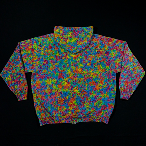 Size 2XL Rainbow Splatter Pattern Tie Dye Zip-Up Hoodie