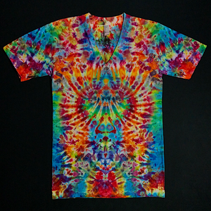 Size Small Psychedelic Mindscape V-Neck Ice Dye T-Shirt