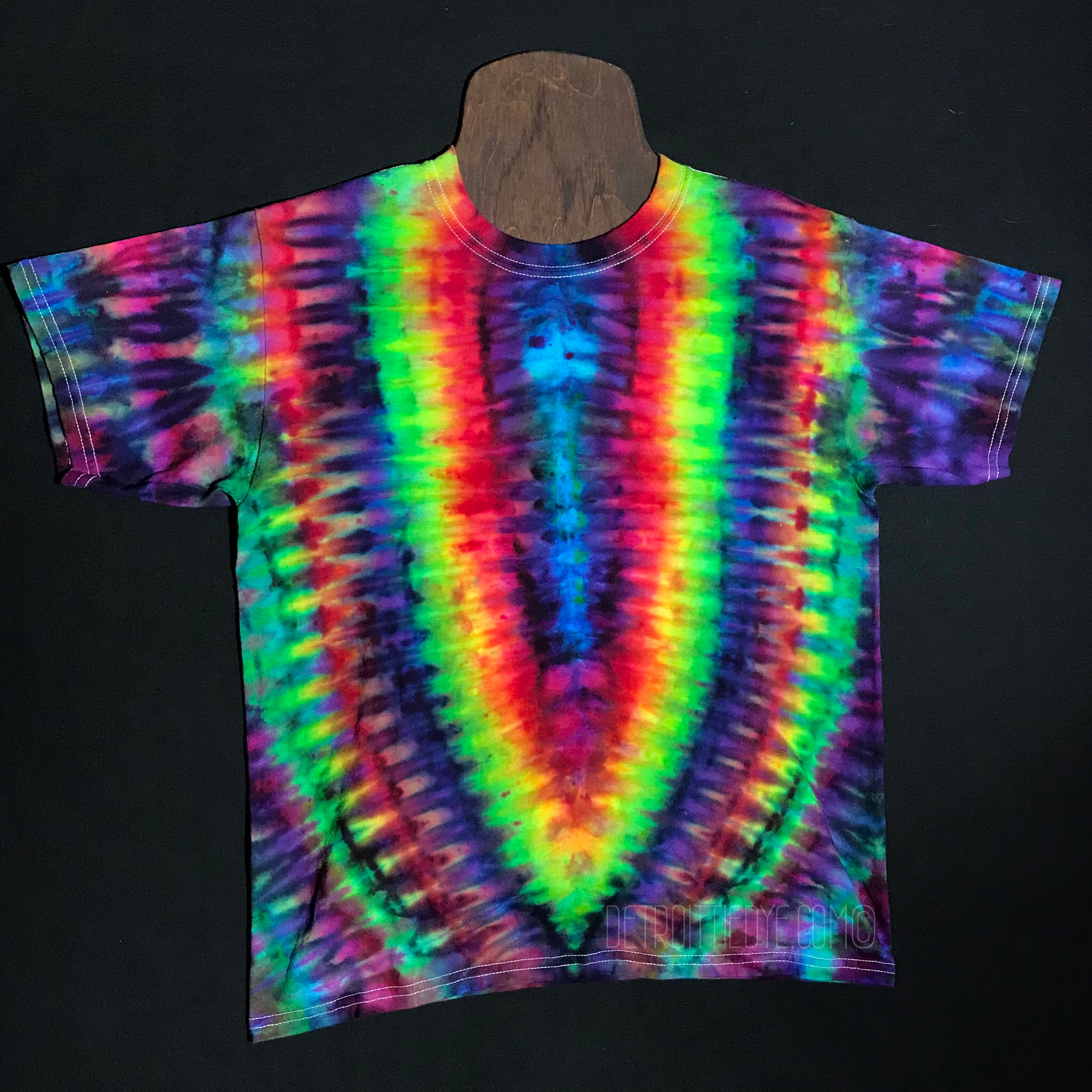 Youth Large Rainbow Psychedelic Symmetry Ice Dye T-Shirt