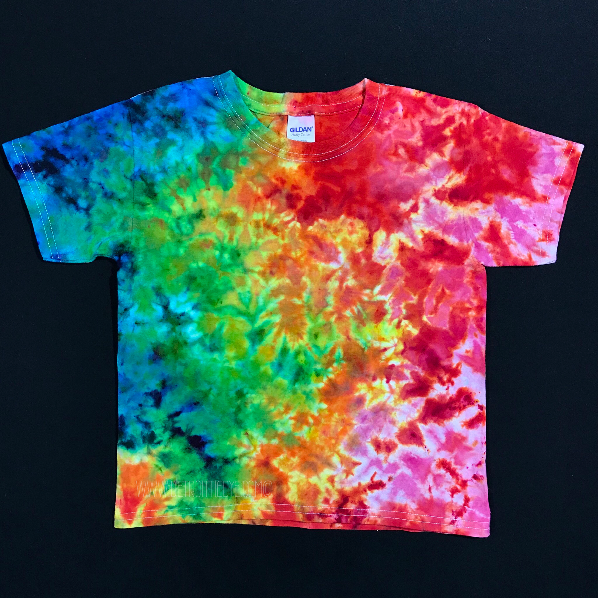 Youth XS Rainbow Splatter Ice Dye T-Shirt