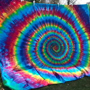 Rainbow Spiral Tie Dye Tapestry (Flat sheet)