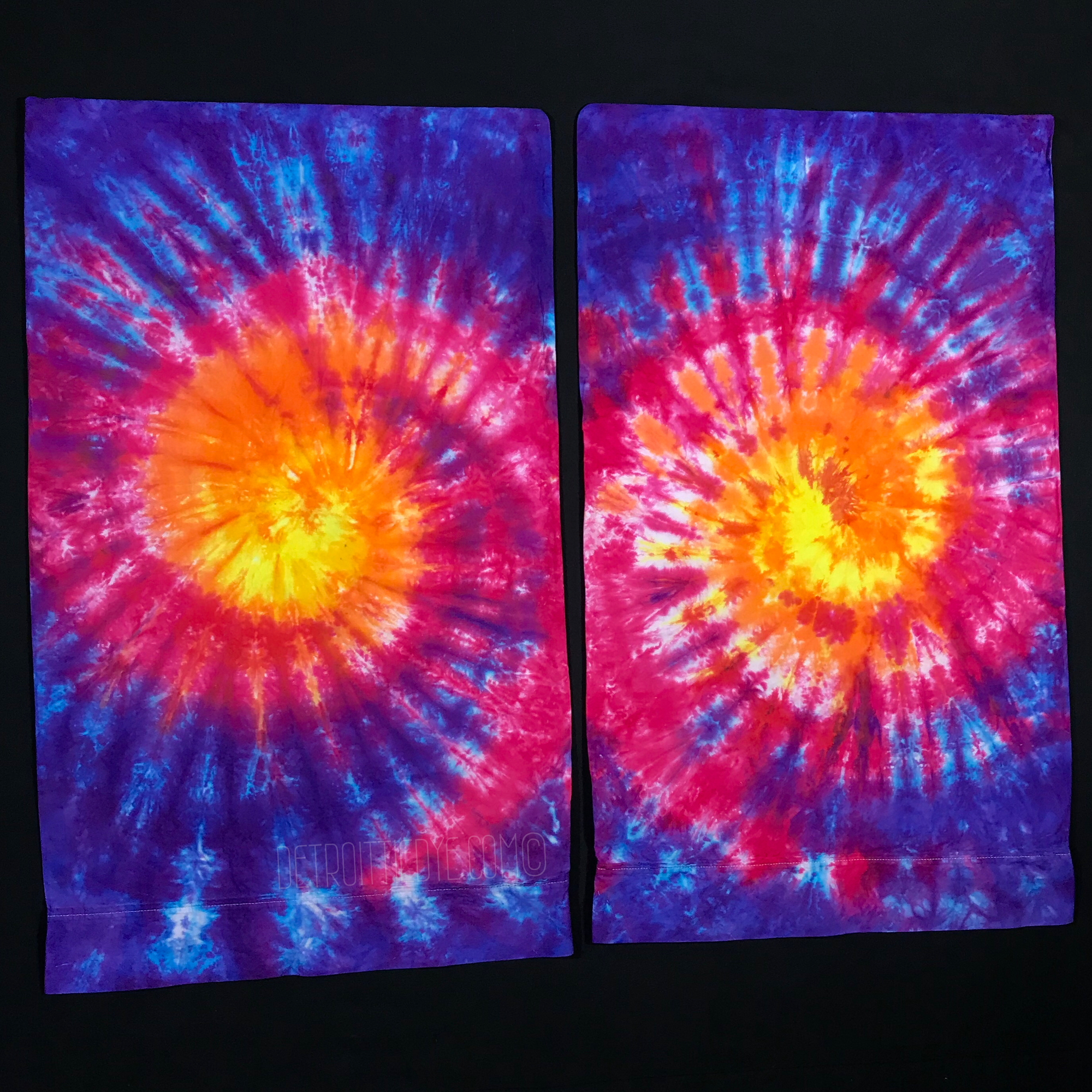 Set of Two (2) Custom Made Sunset Tie Dye Pillowcases